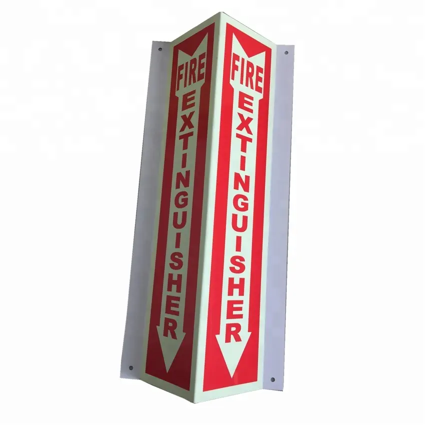 Indoor lighted Self luminous fire extinguisher sign plastic 3D type safety sign