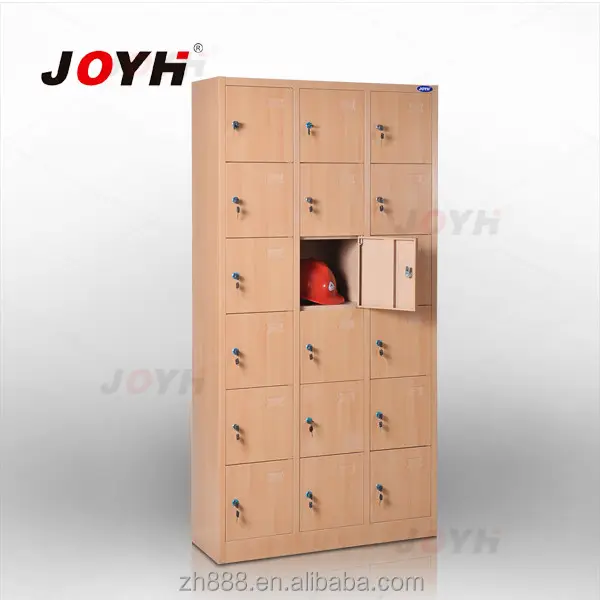 Stalen Hangslot Locker/Werknemer Staal Locker In Hout Kleur