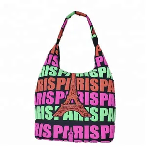 Wholesale Paris Print Souvenir Canvas Hobo Bag