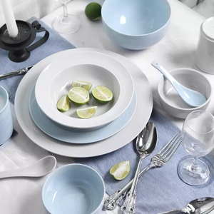 Ciel bleu couleur hôtel de service rond forme <span class=keywords><strong>comestible</strong></span> porcelaine bisque plaques 8 pouce <span class=keywords><strong>assiette</strong></span> à soupe en céramique - Product Image 3