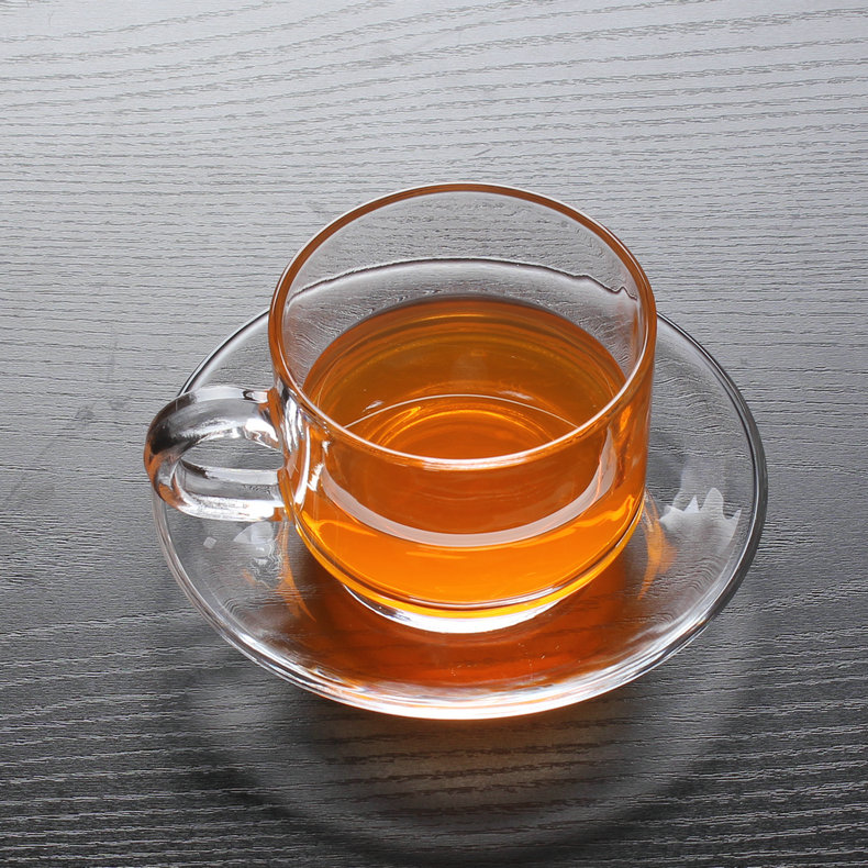 Fashion Style Modern Soda Lime Large Glass Coffee Tea Cup Sets with Saucer