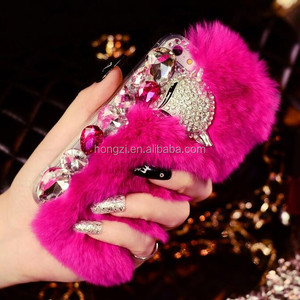 Đa Màu Sắc 100% Bất <span class=keywords><strong>Rabbit</strong></span> Fur Điện Thoại Trường Hợp Hot Bán Luury Bìa Cho <span class=keywords><strong>iPhone</strong></span> 5C 5 5 S 4 4 S 6 6 S 7 7 7 Cộng Với 8 Trường Hợp Lông Thú - Product Image 5