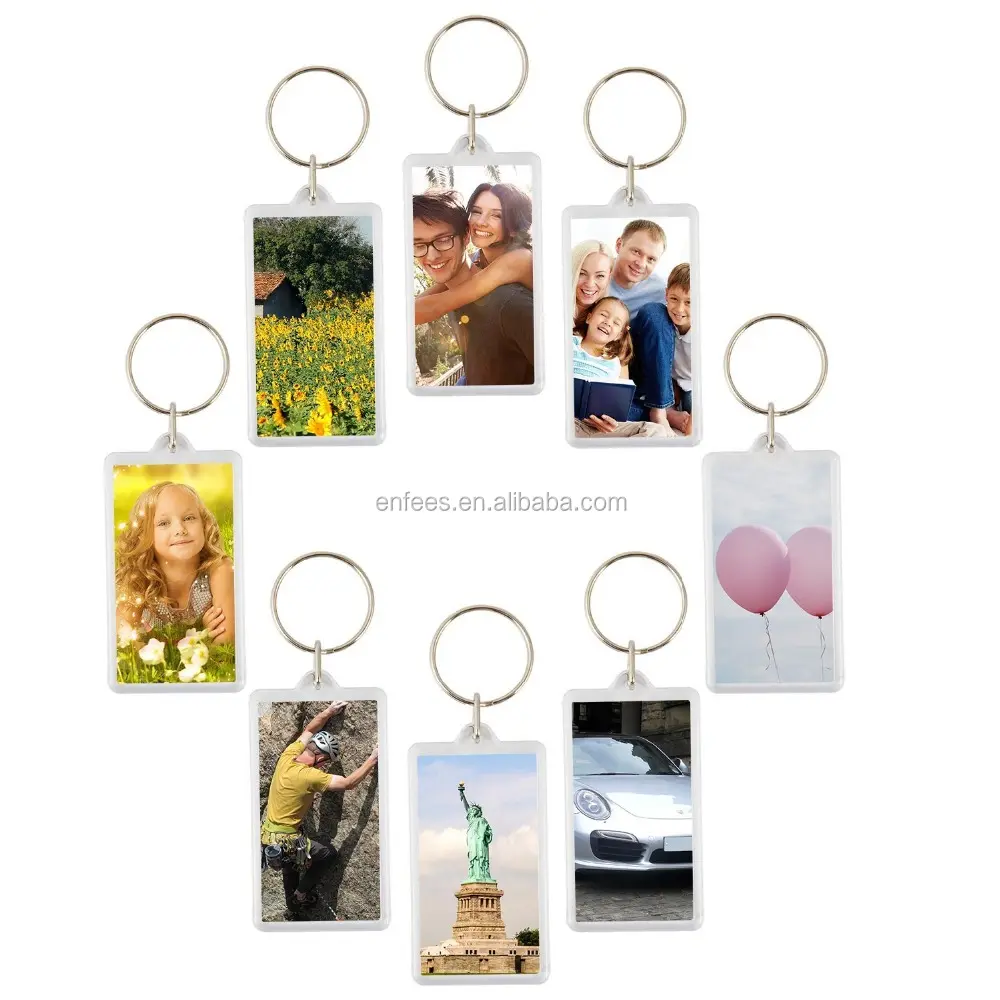 100pcs Custom Personalised Insert Photo Acrylic Blank Keyring Keychain WholeSale(size:2.51"x1.33")