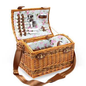 Custom Vintage Rectangle Rattan <strong>Basket</strong> <strong>Hamper</strong> Set Handicraft Willow Picnic <strong>Basket</strong> <strong>for</strong> Store Supermarket Antique Style - Product Image 1