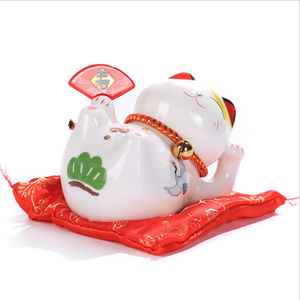 Tirelire en céramique de style japonais, chat porte-bonheur Maneki Neko, peinture mignonne - Product Image 3
