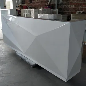 Modern White Small Curved Reception Counter Beauty Salon Store Front Desk