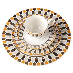 Bộ đồ ăn Royal <span class=keywords><strong>Albert</strong></span> thiết kế mới năm 2019, giá nhà máy, màu trắng sứ viền vàng, bộ đồ ăn Ả Rập Xê Út - Product Image 2