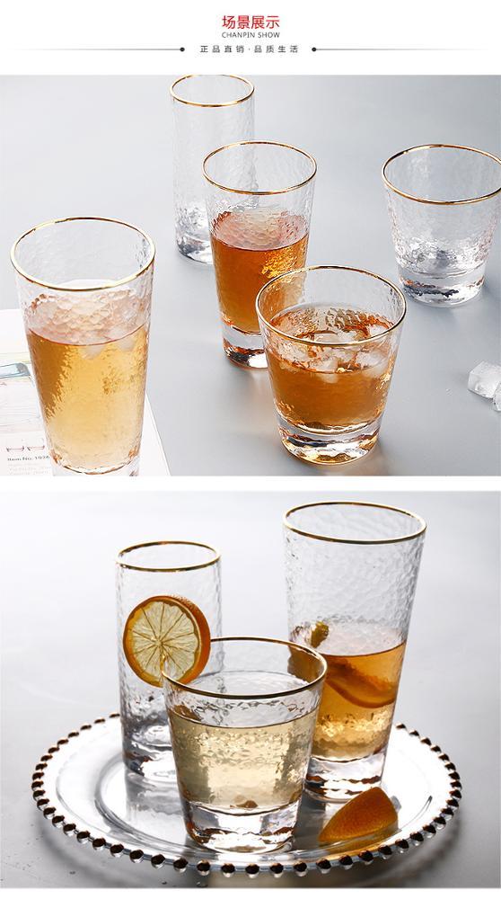 Wholesale Custom gold rimed logo printed highball glass tumbler cup glass