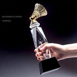 Honneur de cristal Meilleure vente Nouveau Design <span class=keywords><strong>Badminton</strong></span> 3d Gravure Logo Sports Crystal Awards Trophy - Product Image 4
