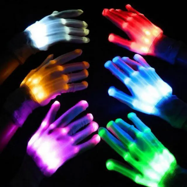 Party Accessory Rave Light Flashing Finger Lighting Lighted Up LED Skeleton Hand Gloves