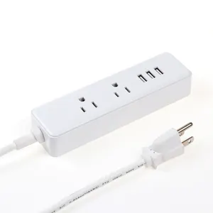 USA Plug Overspanningsbeveiliging Power Strip 2 Outlets 3 USB Opladen Poorten Power Strip met USB