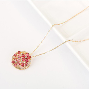 LUOTEEMI-Colgante de circonia cúbica con forma de lágrima para mujer, colgante redondo con flor de rubí bañada en oro y diamante - Product Image 5