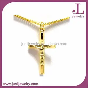 Moda Christian Cruz anel dourado pingente Cruz aço inoxidável