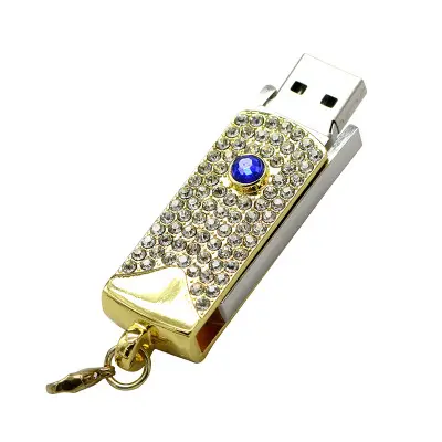 Mini memoria Usb giratoria de cristal para joyería, 8GB, 16GB, 32GB, collar de Metal con diamantes, Pendrive, regalo para niñas