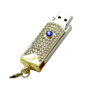 Mini Crystal Rotating Jewelry Memory Storage 8GB 16GB 32GB Metal Diamond Necklace Pen Drive Pendrive Usb Flash Drive Girls Gift