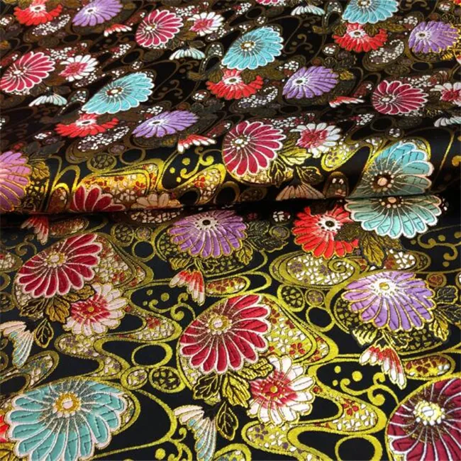 Hot selling Chinese Factory Japan Style Metallic Fabric Jacquard Brocade Fabric for Clothing