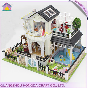 Modèle de maison de jardin avec lumière et meubles de simulation, maison de poupée miniature à faire soi-même, design de maison mignon - Product Image 6