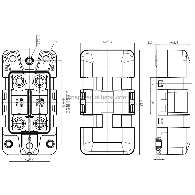 IP67 מנוע מגה עם כיסוי 100 Amp נתיך