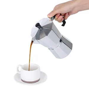 Atacado pote de café latte-Cafeteira espresso, máquina de café moka, etíope, cappuccino, latte, bom para gás ou fogão elétrico, de prata, alumínio, extra gaske