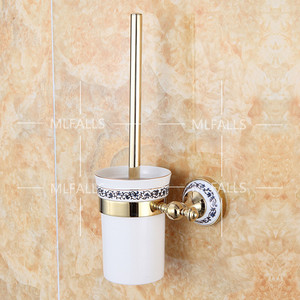 Accessoires de salle de bain en <span class=keywords><strong>laiton</strong></span>, 8 pièces, porte-<span class=keywords><strong>brosse</strong></span> de <span class=keywords><strong>toilette</strong></span> en céramique, brosses de <span class=keywords><strong>toilette</strong></span> murales pour nettoyage - Product Image 3