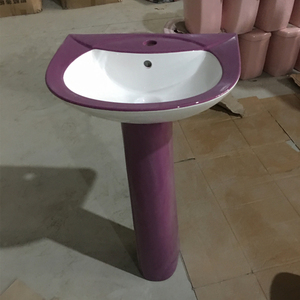 Lavabo <span class=keywords><strong>de</strong></span> Pedestal <span class=keywords><strong>de</strong></span> Cerámica Rosa para Baño, Lavabo Decorativo con Diseño <span class=keywords><strong>de</strong></span> <span class=keywords><strong>Roca</strong></span> - Product Image 4