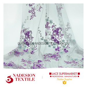 Productos más vendidos bordado verde menta tulle tela por el patio <span class=keywords><strong>online</strong></span> India - Product Image 4