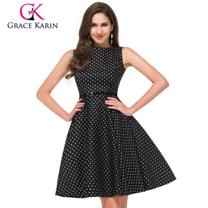<span class=keywords><strong>Robe</strong></span> Grace Karin Audrey Hepburn des années 50, longueur genou, sans manches, en coton, <span class=keywords><strong>robe</strong></span> rétro vintage <span class=keywords><strong>pas</strong></span> chère, disponible en 53 couleurs, CL6086 - Product Image 1