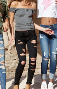 Groothandel Usa Sexy Dames Leggings Sex Foto Vrouwen Denim Skinny Gescheurde Jeans Vrouwen - Product Image 3