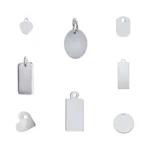 Custom Any Shape Blank Pendant,Stainless Steel Charms Unisex Jewellery, Logo Tags For Engraving