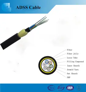 ADSS không có kim loại tất cả các điện môi 200 meter tuổi thọ trên không kevalr sợi armor adss Fiber Optic Cable