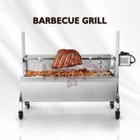 Barbecue extérieur grand format en acier inoxydable pour porc et agneau, avec rôtissoire à charbon et moteur électrique de 40 kg