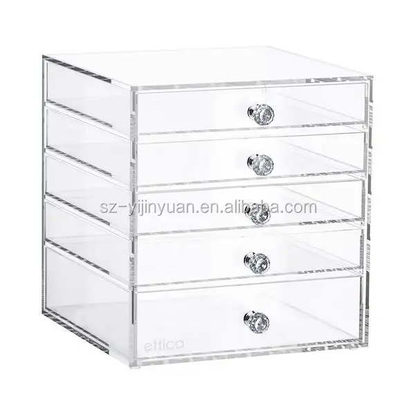 Acryl Kosmetik Veranstalter Box mit 5 Schubladen und teiler acryl 5 schublade KLASSISCHE Kosmetik Cube Organizer