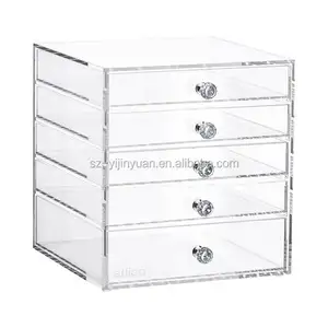 Acrylic Cosmetics Organizer Box with 5 Drawers and dividers acrylic 5 drawer CLASSIC Cosmetic Cube Organizer