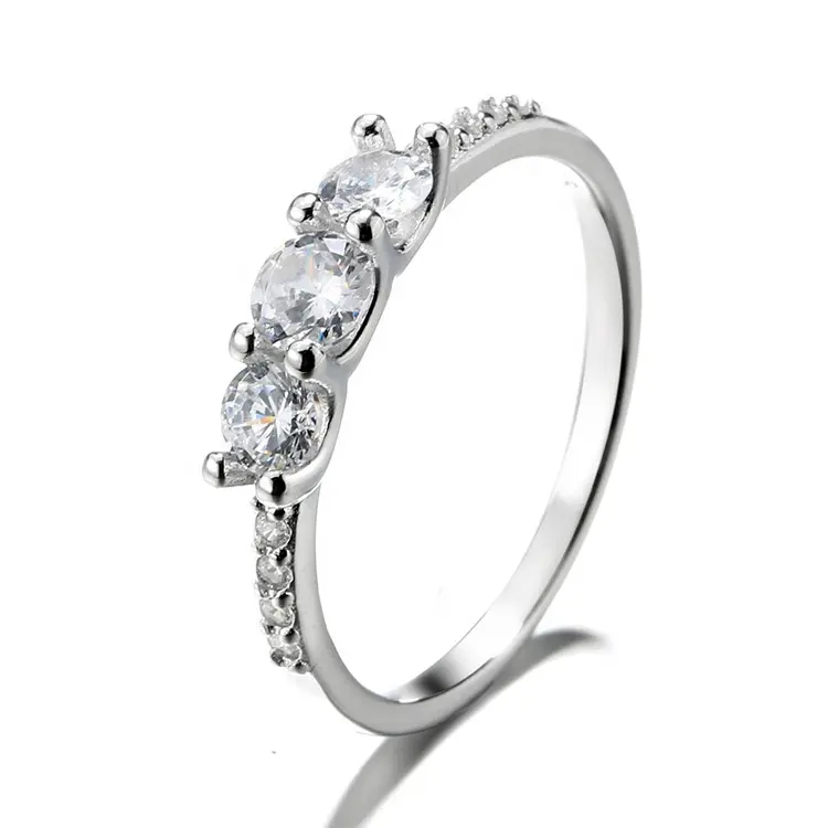 Charm 925 Sterling Silver Jewelry Zircon Diamond Women Wedding Ring Wholesale