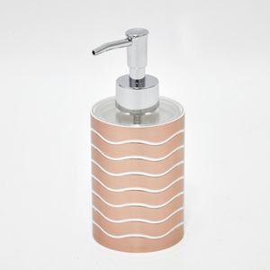 Dispensador de jabón de manos líquido de plástico con forma cilíndrica de diseño tejido - Product Image 1