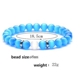 <span class=keywords><strong>Bracelet</strong></span> bouddha en <span class=keywords><strong>opale</strong></span> bleu blanc, bijou de 8MM pour Couple, en acier inoxydable, couleur corail, offre spéciale - Product Image 4
