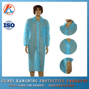 Coloré non - tissé <span class=keywords><strong>jetable</strong></span> <span class=keywords><strong>blouse</strong></span> de <span class=keywords><strong>laboratoire</strong></span> médical manchette élastique pour adultes - Product Image 1