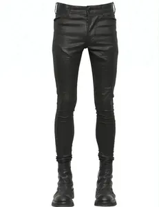 Royal wolf denim jeans herstellung patchwork styler schwarz beschichtet super dünne fit gewachst denim jeans