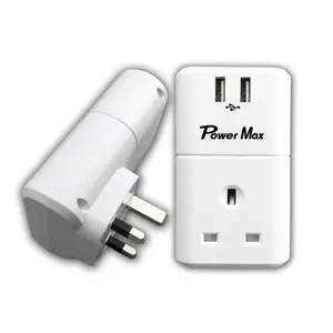 UKCA UK BS Standard 13 Amp 6 Gang Extension Lead Wall Adapter Plug with 2 USB Two USB Ports Adapter