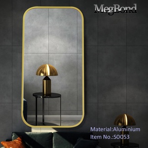 Waterproof Aluminium Brushed Gold Art Deco <strong>Rectangle</strong> Decorative <strong>Wall</strong> <strong>Mirror</strong> <strong>for</strong> Hanging - Product Image 2