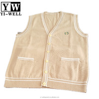 Gilet en tricot sans manches en acrylique pour uniforme scolaire