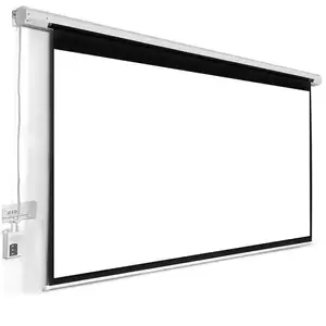 120英寸4:3 16:9电管状电机投影屏幕自动遥控投影机哑光白色屏幕