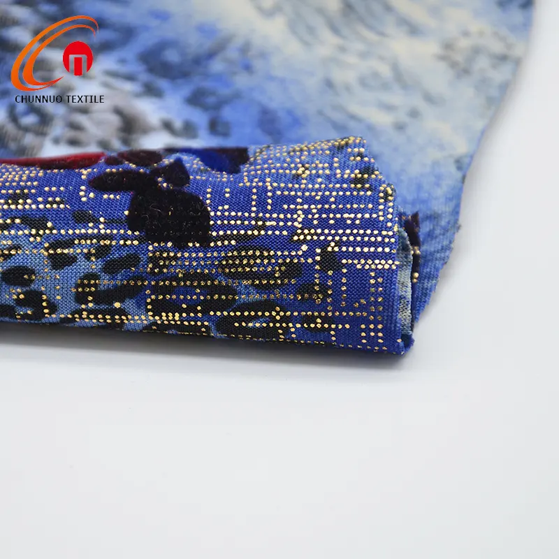 Zhejiang Chunnuo полиэстер спандекс горячее тиснение FDY Одиночная трикотажная ткань с металлическим покрытием