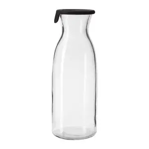 Botella de agua de vidrio, 1 litro, 34 Oz, Ideal para jarra de agua caliente y fría con tapa superior de plástico