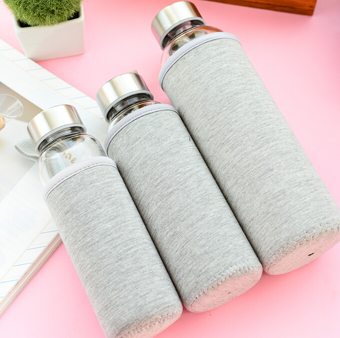 KC-08610 Premium Borosilicate Glass Water Bottle with Nylon Sleeve 12oz Glass Bottles