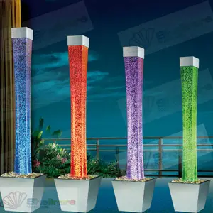 Columna de burbujas de agua en acrílico y acero inoxidable con luz led, Pilar decorativo interior para divisor de habitación