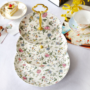 Ensemble de supports à gâteaux vintage <span class=keywords><strong>en</strong></span> céramique royale, support à gâteaux à 3 étages avec assiettes pour mariage - Product Image 5