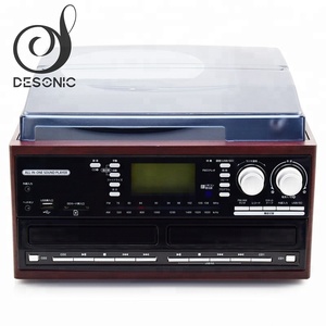 Desonic सभी में एक कई रिकॉर्ड खिलाड़ी turntable के साथ डबल सीडी यूएसबी रिकॉर्डिंग कैसेट am/एफएम रेडियो औक्स में और रेखा से बाहर