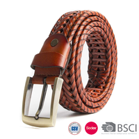 Ceinture en cuir tressé authentique avec boucle en bronze, vente en gros