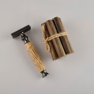 OEM Herren Doppel Rand Natürliche Holz Bambus Griff Umweltfreundliche Barber Rasieren Sicherheit Rasiermesser - Product Image 3